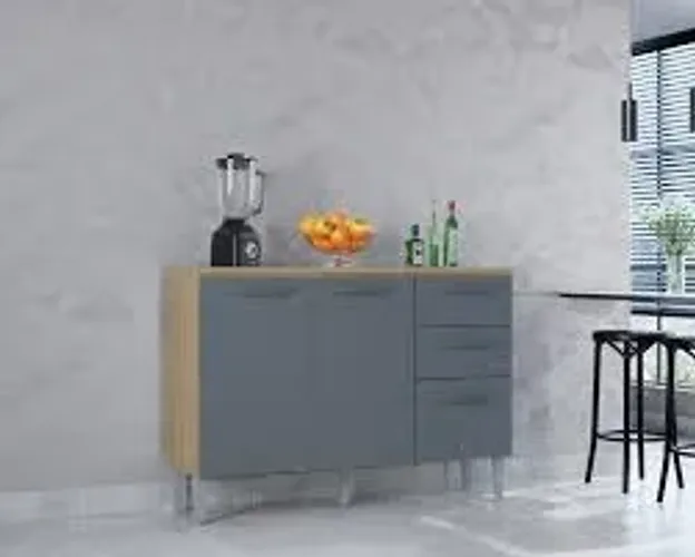 Balcão de Cozinha Pts 2Gvs Damasco.Cinza Poquema - Entrega Rápida!