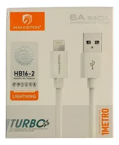 Carregador TURBO para iphone lightning - 1 metro cor branca - *