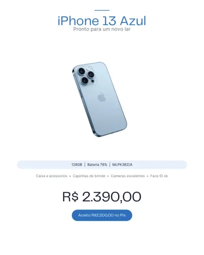 iPhone 13 azul  128gb