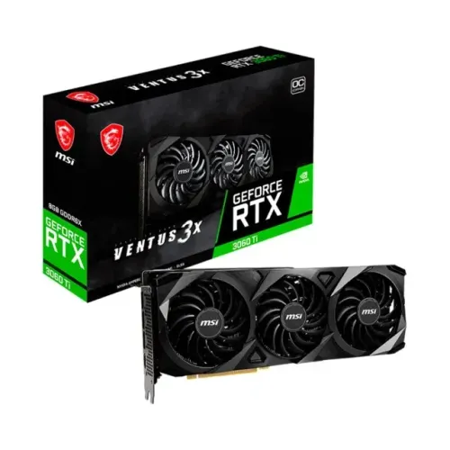 Placa de Vídeo RTX 3060 TI Ventus 3X 8GD6X OC MSI NVIDIA GeForce, 8GB, GDDR6X