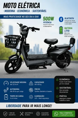 SCOOTER ELÉTRICA NOVA BATERIA LITIO 500W 