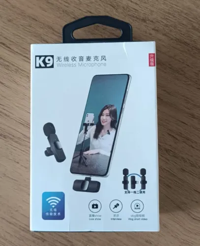 Microfone Lapela Sem Fio K9 Bluetooth Tipo-C 