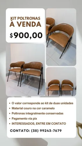 Poltronas em couro caramelo