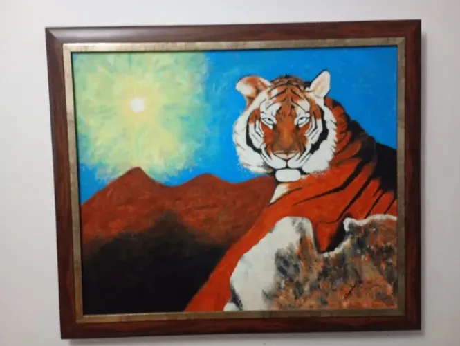 Linda Pintura Óleo Sobre Tela ( Tigre) 64x55