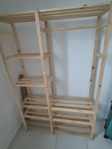 Estante Arara Com Prateleiras Guarda Roupa Para Closet