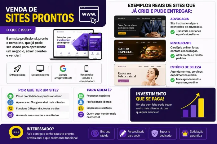 ? Sites Profissionais Prontos - Seu negócio na internet!