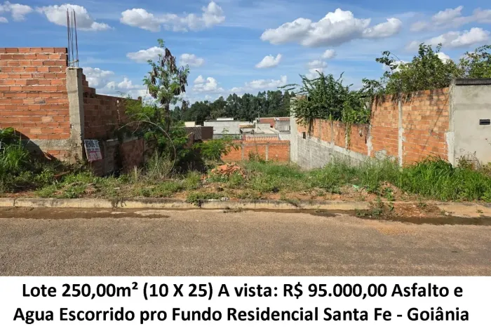 Leia a descrição: Lote 250,00m² (Asfalto e Agua) Residencial Santa Fe