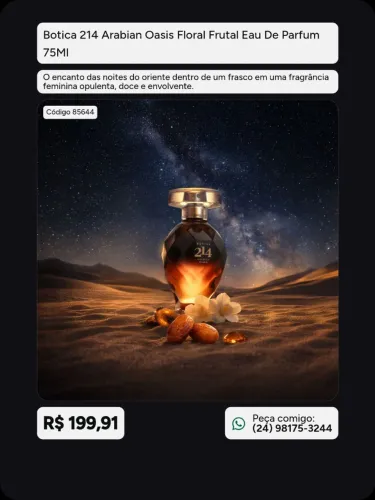 Arabian Oasis Eau de Parfum 214 Lançamento 