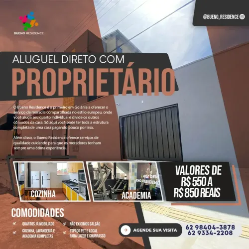 QUARTOS INDIVIDUAIS COM AREAS COMUNS COMPARTILHADAS