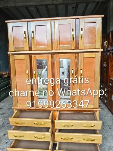 Guarda roupa de madeira 4 portas espelhado novo direto da fábrica.