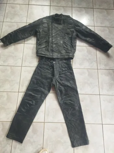 Roupa couro motociclista