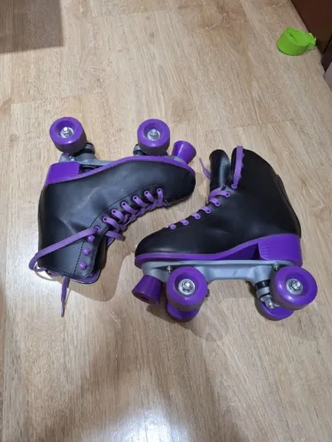 Patins preto e roxo quad retro tamanho 36