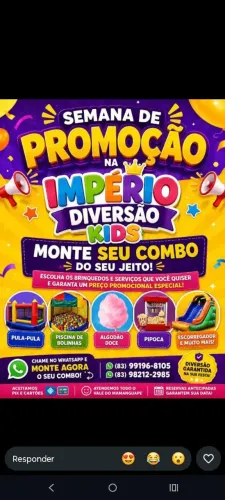 Império kids :pula pula, piscinas de bolinhas e brinquedos inflável, algodão doce e pipoca