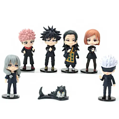 7 Bonecos Jujutsu Kaisen Yuri Itadori Satoru Gojo Megumi Miniatura Action Figure 9cm