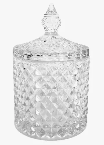 Bomboniere Vidro 300ml Diamond com Tampa Cristal (8,5 cm X 12 cm)