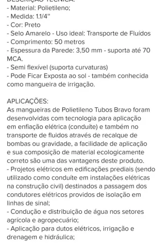Mangueira polietileno 1' nova