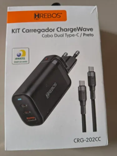 Kit carregador Cabo dual tipo c 65 w