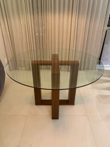 Mesa de jantar redonda vidro temperado