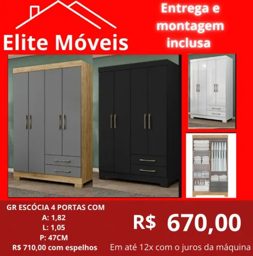 COM A MONTAGEM E A ENTREGA GUARDA ROUPA NOVO NA CAIXA COM GARANTIA DE FABRICA.
