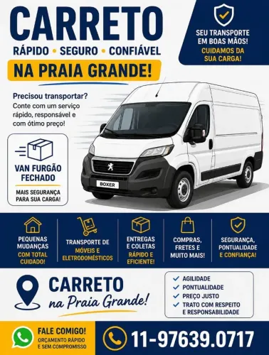 Carreto frete rápido Praia Grande