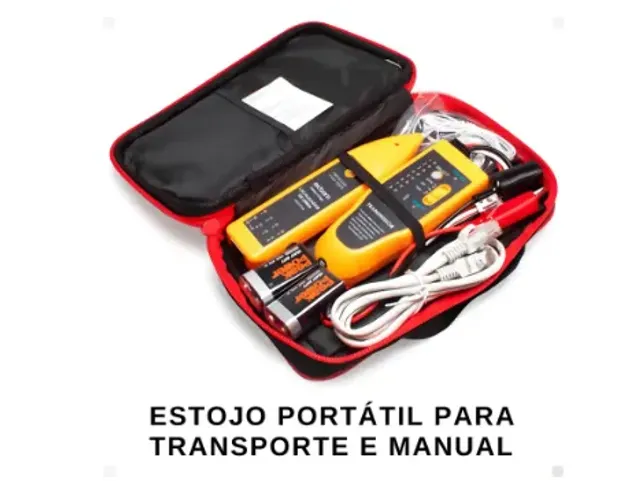 Kit Localizador Zumbidor e Testador de Cabos de Rede RJ45 e RJ11 Exbom FEPRO-TC300