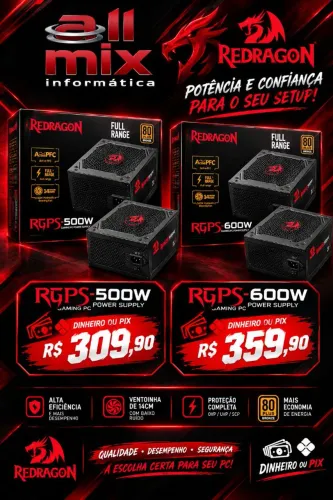 FONTES DE ALIMENTAÇÃO REDDRAGON