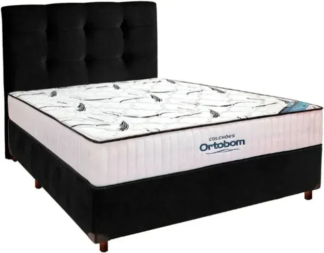 Colchão Casal Ortobom Com Base Box Casal Veludo Preto