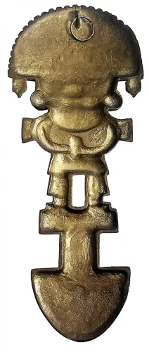 Antiga Placa parede formato da letra T um símbolo do Deus da medicina Inca