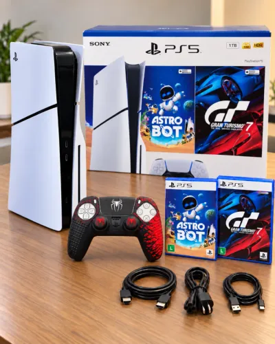 PS5 Slim 1TB Mídia Física + Controle Homem-Aranha + 2 Jogos