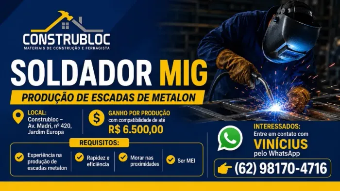 CONTRATA-SE SOLDADOR MIG