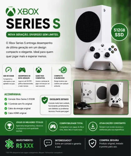 XBOX SÉRIES S TROCO POR XBOX X