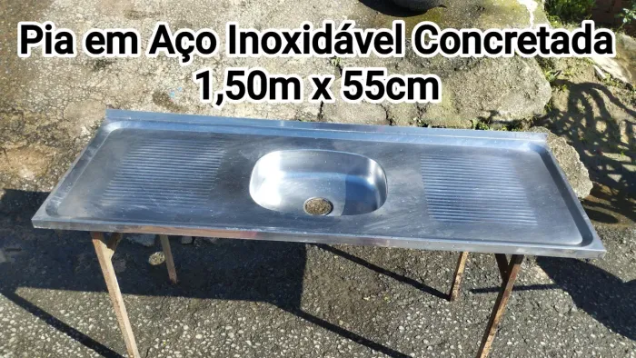 Pia em Aço Inoxidável Concretada