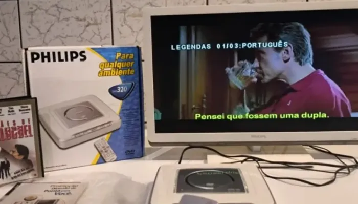 DVD Player Philips DVP320/BK Compacto Prata - Na Caixa, Completo e Funcionando!
