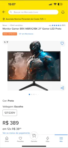 Monitor gamer BRX 21? 60hz