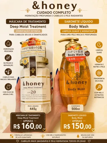 Máscara capilar e sabonete líquido &honey