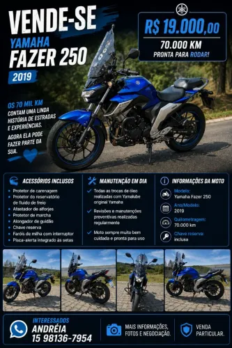 VENDE-SE - YAMAHA FAZER 250 2019