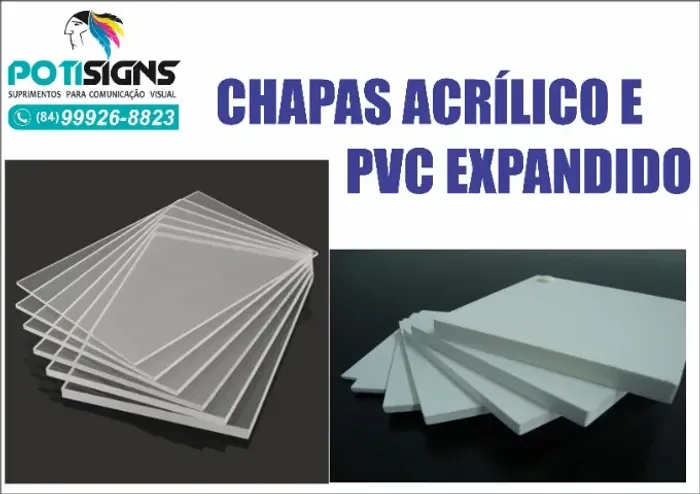 Chapa de acrilico, PVC expandido ou PS