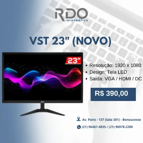 Monitor VST 23" Full HD LED HDMI/VGA Novo - Alta qualidade