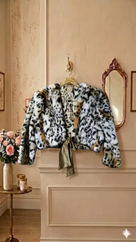 jaquetinha de pelinho animal print lelisblanc p
