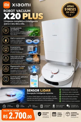 Robô Aspirador Xiaomi X20 Plus com Base Inteligente