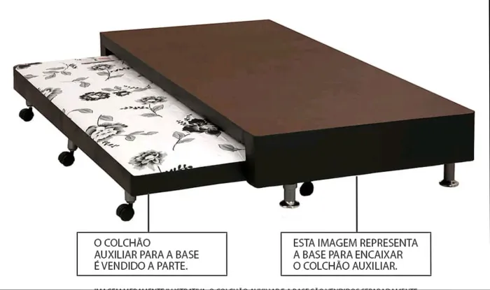 Base para cama com cama auxiliar