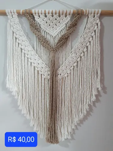 Painel macrame cor cru