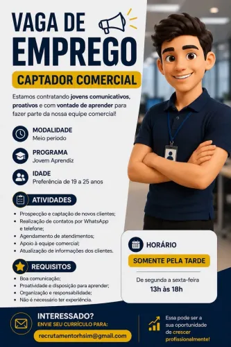 Vaga no Renascenca / meio período tarde / Jovem aprendiz