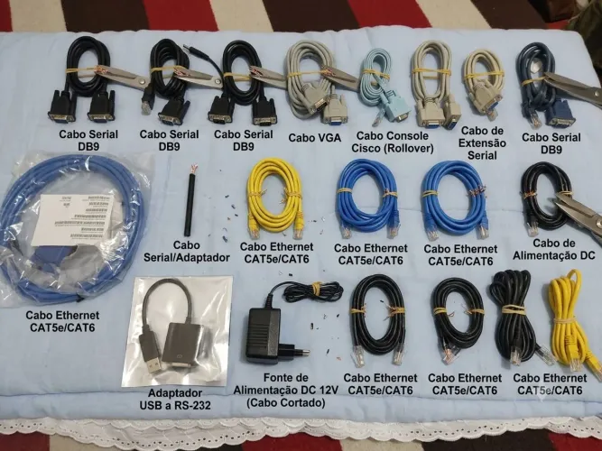 Lote De Cabos Diversos De Informática, TI e Rede - Ethernet, Serial DB9, VGA e Adaptadores