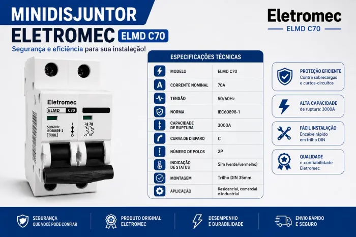 Disjuntor eletromec 70a