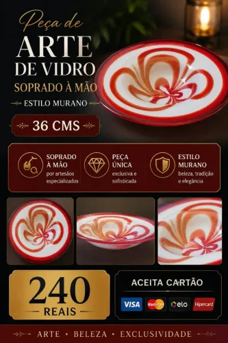 Peça vidro arte Murano antiguedade Peça unica