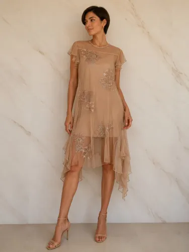 Vestido ZARA M - TULE transparente com bordado prata 