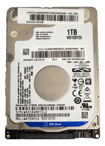 Hd 1tb Interno Notebook 2.5 Sata Wd Blue Wd10spzx 