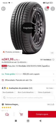 Pneu Novo Westlake 205/55 R16