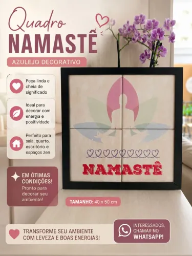 Quadro decorativo Namastê azulejo